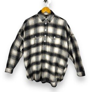4 for $40 SALE! American Eagle Flannel Popover Top, Tan/Black Plaid, Size S
